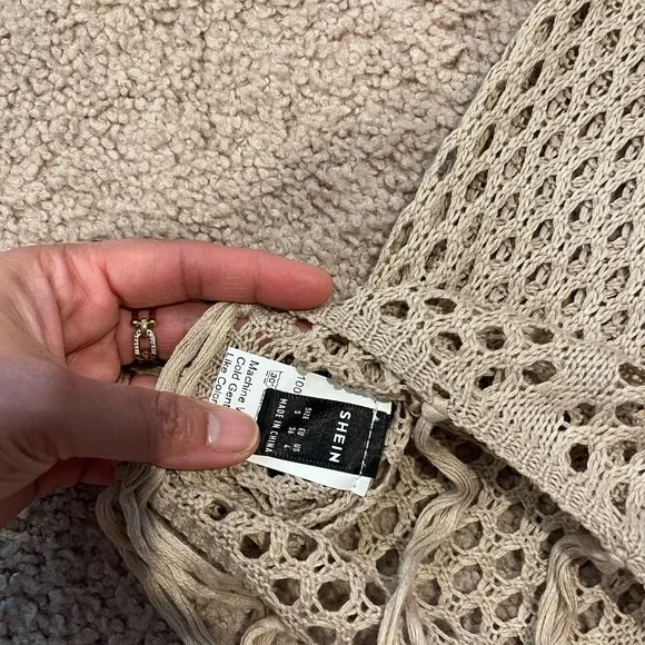 SHEIN Sheer Lace Up Knit Crop Top & Skirt Cover Up - Picture 10 of 11